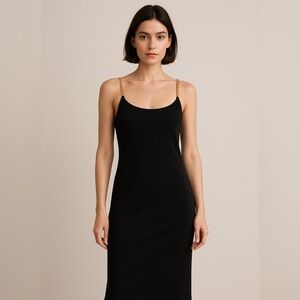 Marina Rinaldi Black knit Dress with Gold Accents shoulder straps Cardigan